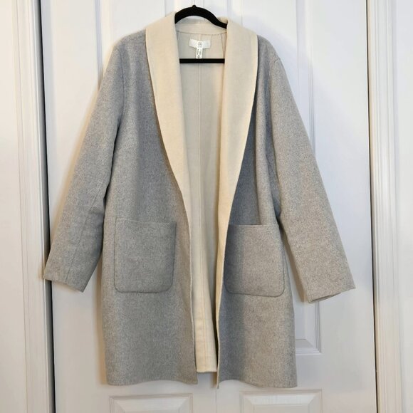 Addition Elle Reversible Open Felted Cardigan Coat | Grey & Cream | Size 2X - Picture 1 of 9